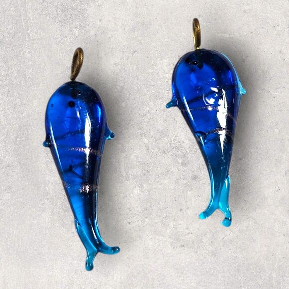 Ocean Theme Bead Lot Seahorse Fish Lampwork Glass & Ceramic Blue Craft Mix - Picture 5 of 7